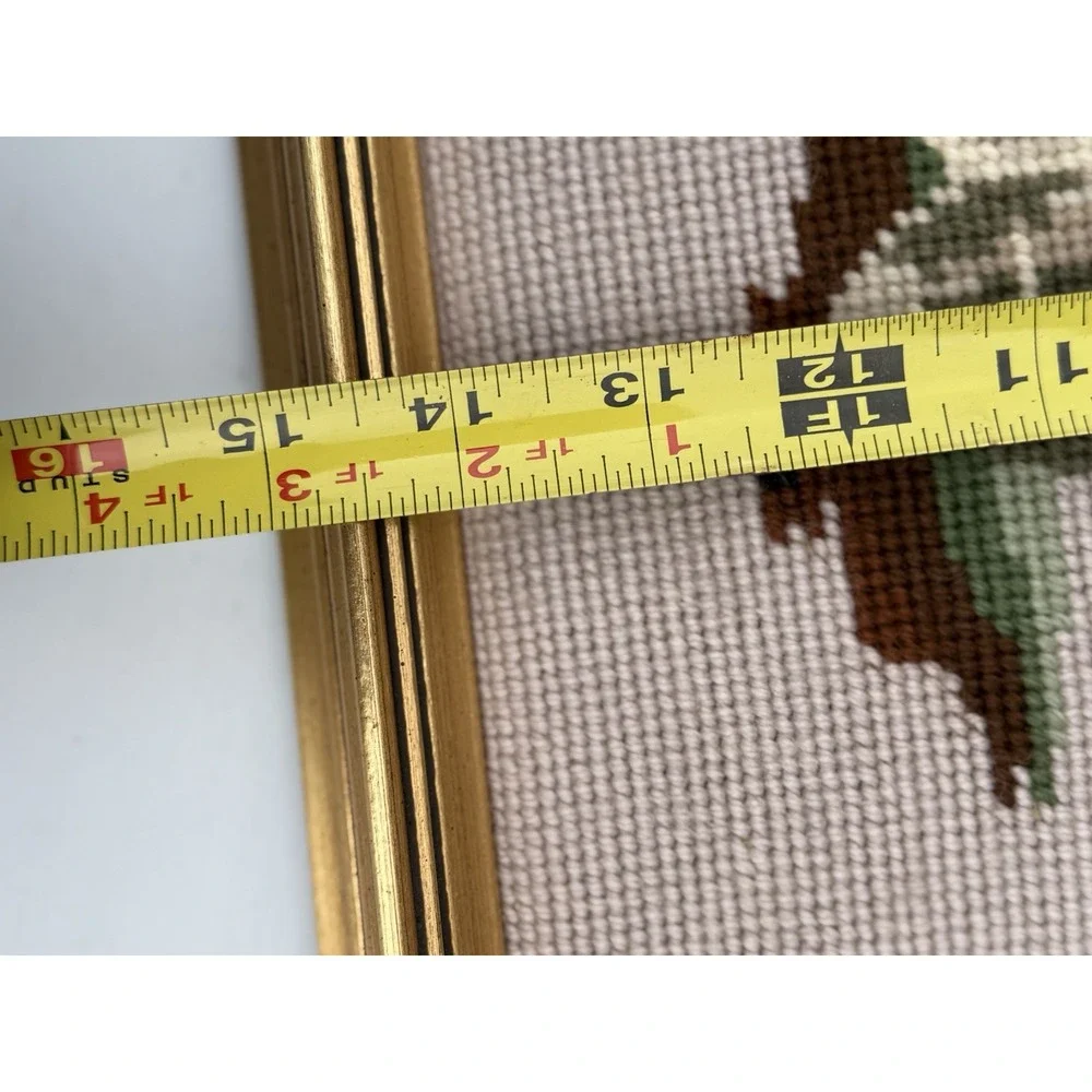 VTG Needlepoint Framed Pink‎ Girl 11